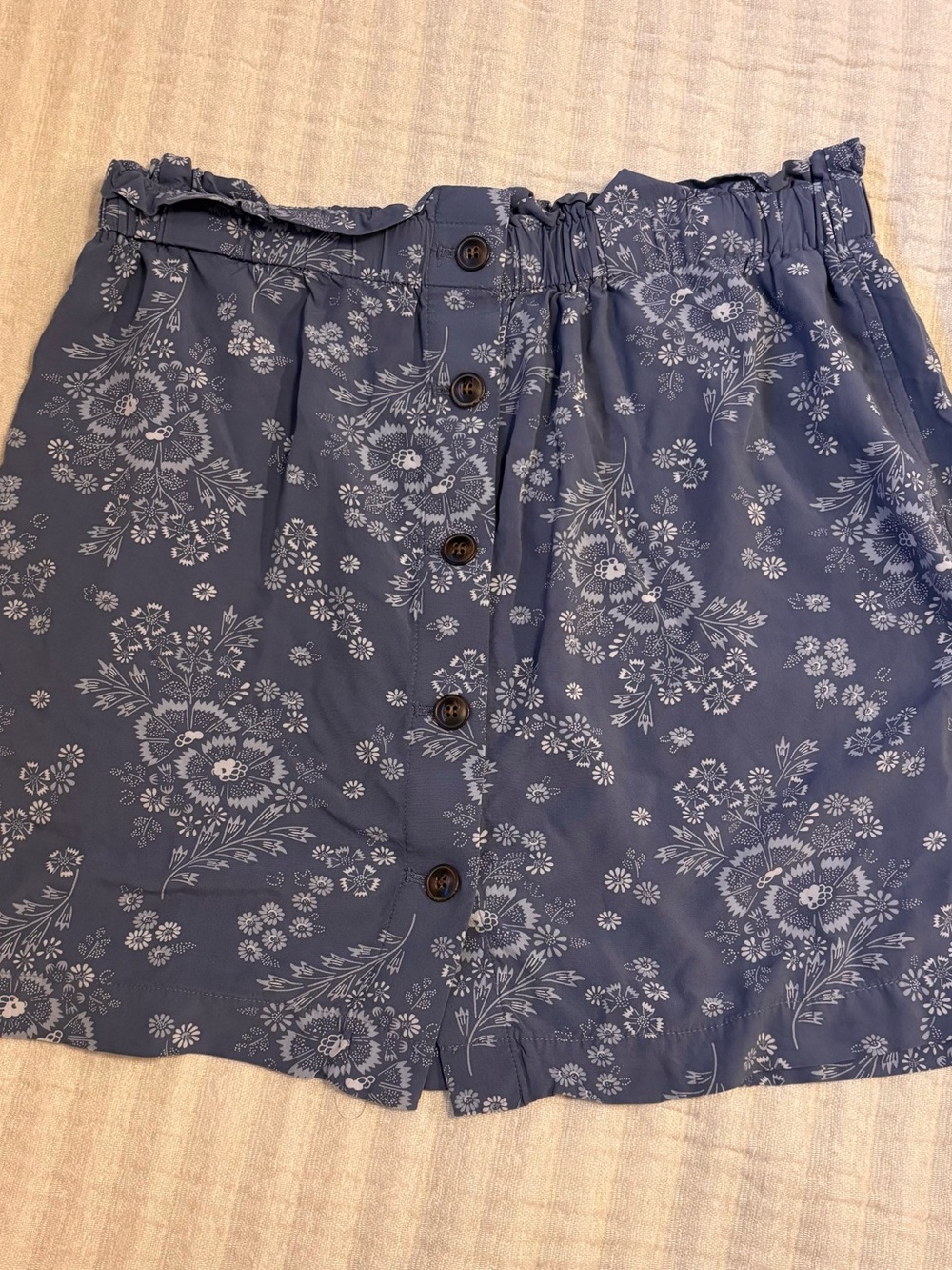 Madewell Dusty Blue Floral Button-Front Midi Skirt
